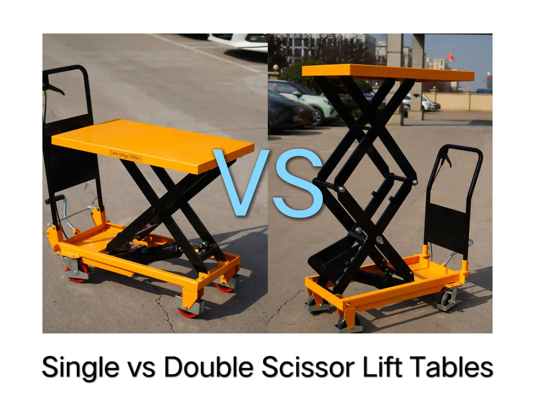 Kingrise manual hydraulic single scissor lift table versus double scissor lift table comparison guide
