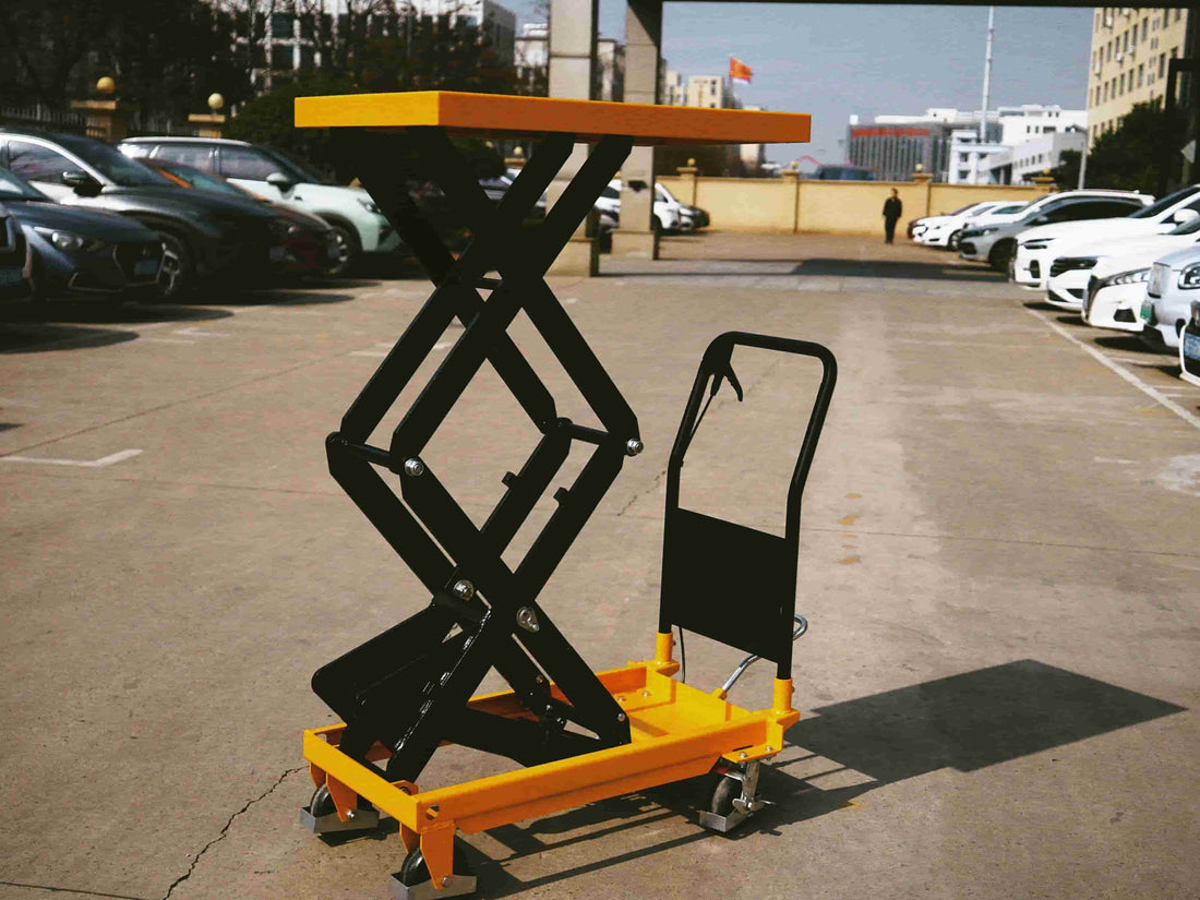 KINGRISE manual hydraulic scissor lift table with two speed foot pump