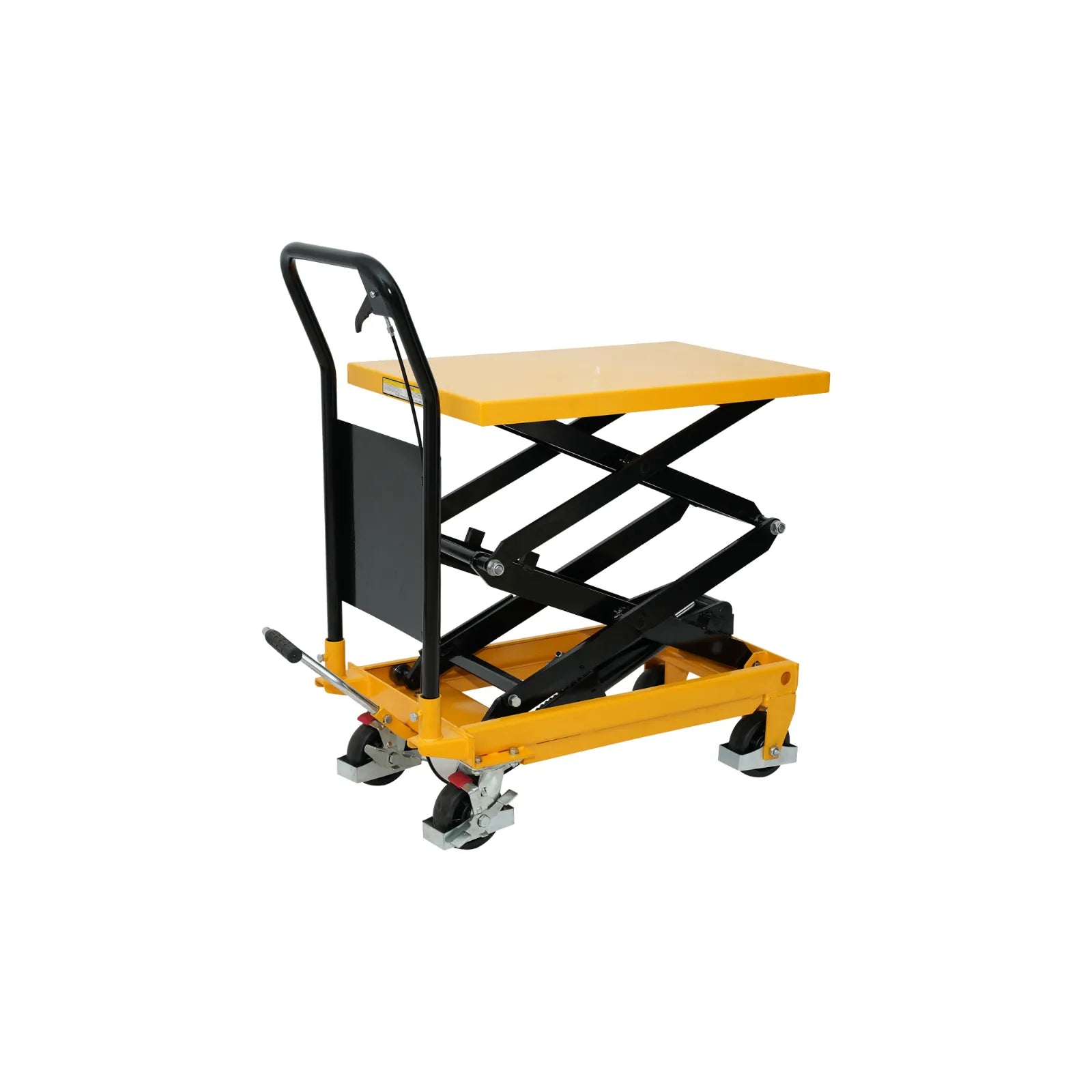 KINGRISE manual two-speed double scissor hydraulic lift table cart for high reach lifting