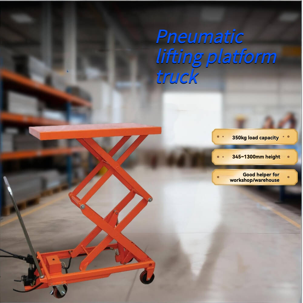 TFY-35 High Lift Pneumatic Scissor Lift Table | 770lb (350kg) Capacity | 51" (1300mm) Elevation Mobile Work Platform | Industrial Ergonomic Lift Cart