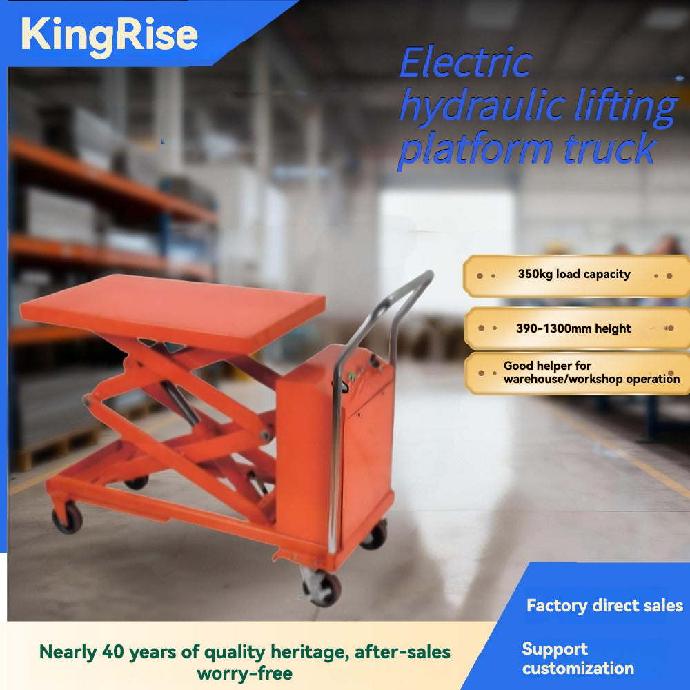KINGRISE 350kg (770lb) Double Scissor Electric Hydraulic Lift Table | 1.3m (51") Max Height | Mobile Industrial Scissor Lift Cart | Heavy-Duty Warehouse & Workshop Workstation