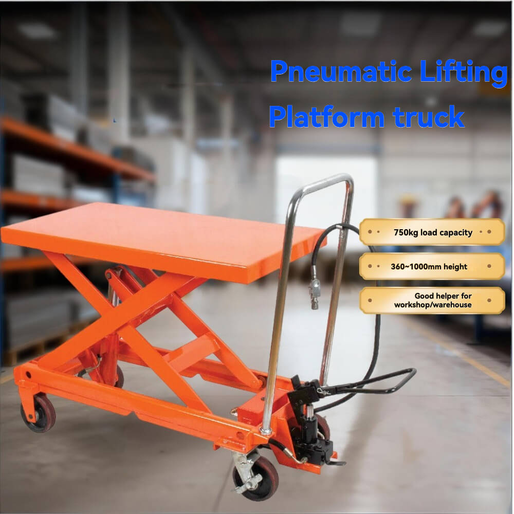 TFY-75 Industrial Pneumatic Hydraulic Lift Table Cart | 1650lb (750kg) Capacity | 39" (1000mm) Lift Height | 40" x 20" Platform Mobile Scissor Lift | Factory Direct