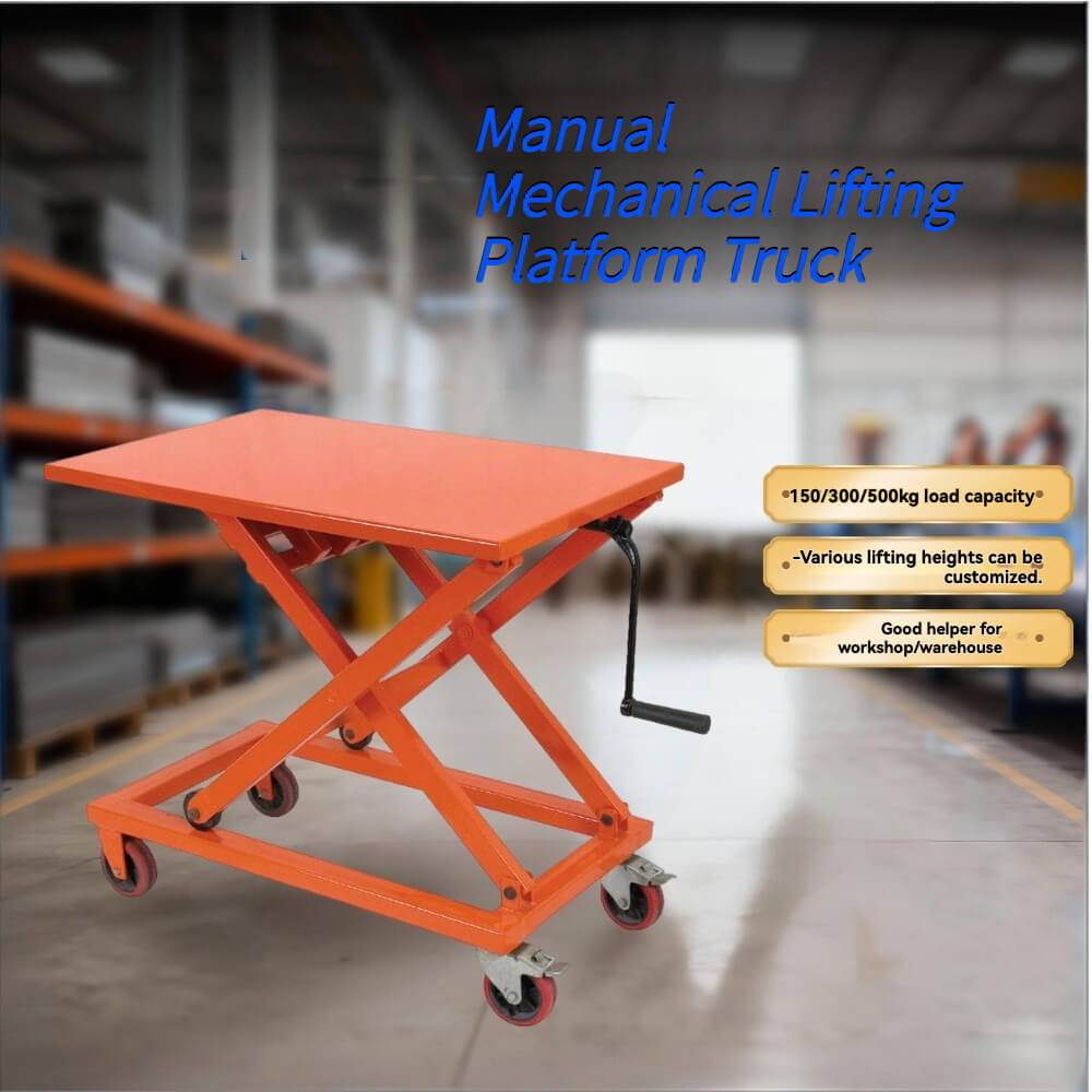TH Series Mobile Manual Lift Table | 330lb - 1100lb Capacity | 39" (1000mm) Max Lift Height | Manual Scissor Lift Cart for Industry & Lab