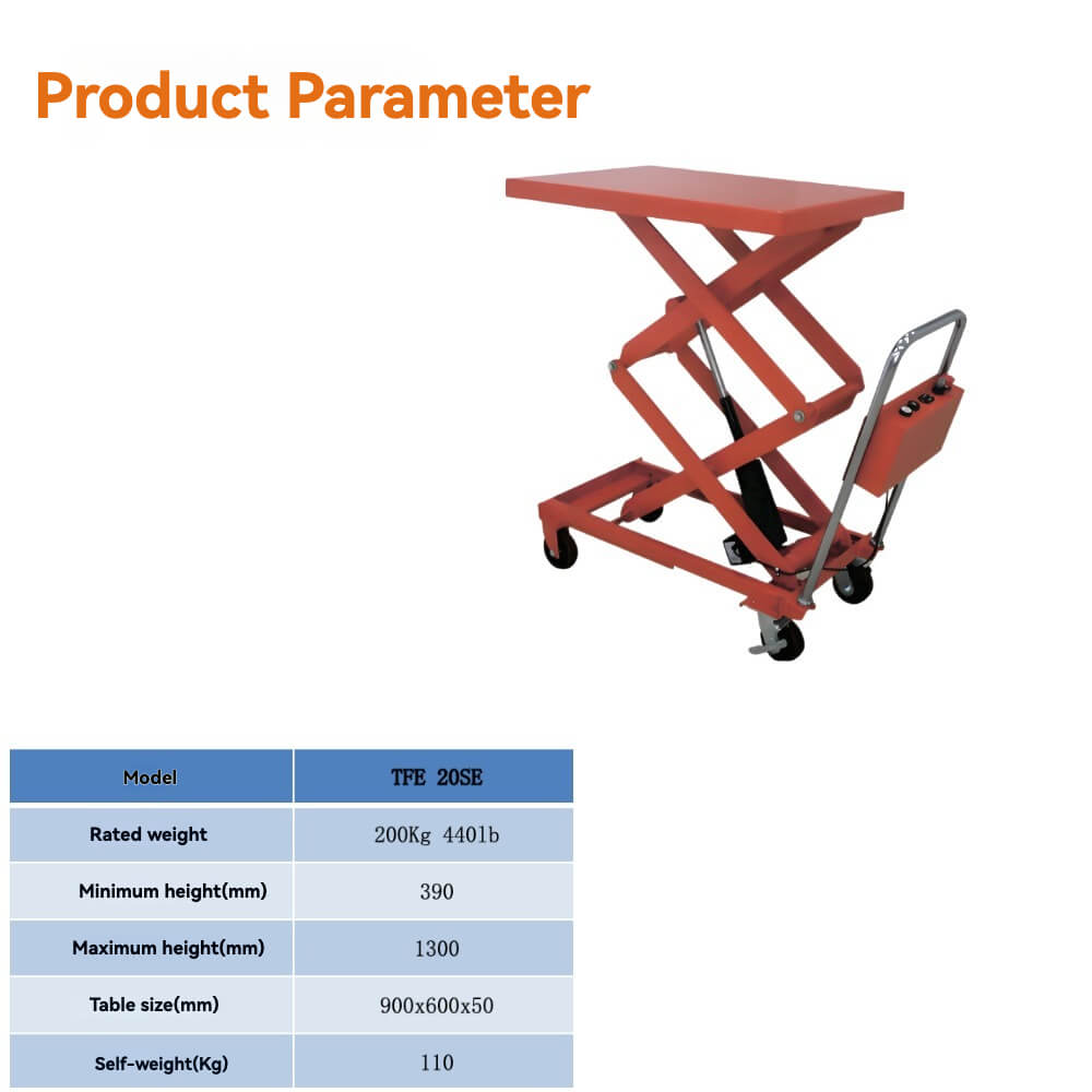 KINGRISE 200kg (440lb) Double Scissor Electric Lift Table | 1.3m (51") High Lift | Mobile Warehouse Scissor Lift Cart | Industrial Battery-Powered Workstation