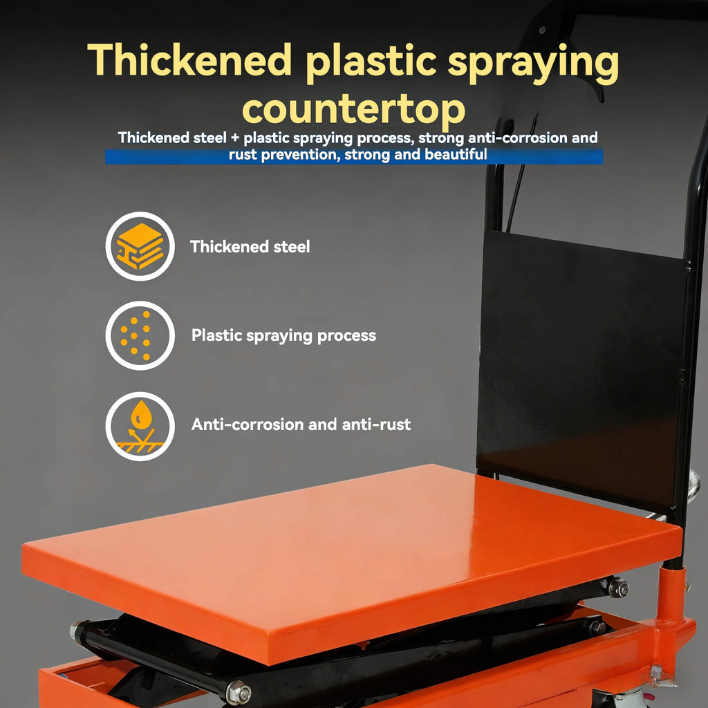 KINGRISE TF 35 High Lift Manual Hydraulic Table | 770lb (350kg) Capacity | 51" (1.3m) Vertical Scissor Lift Platform | Mobile High-Reach Material Handler