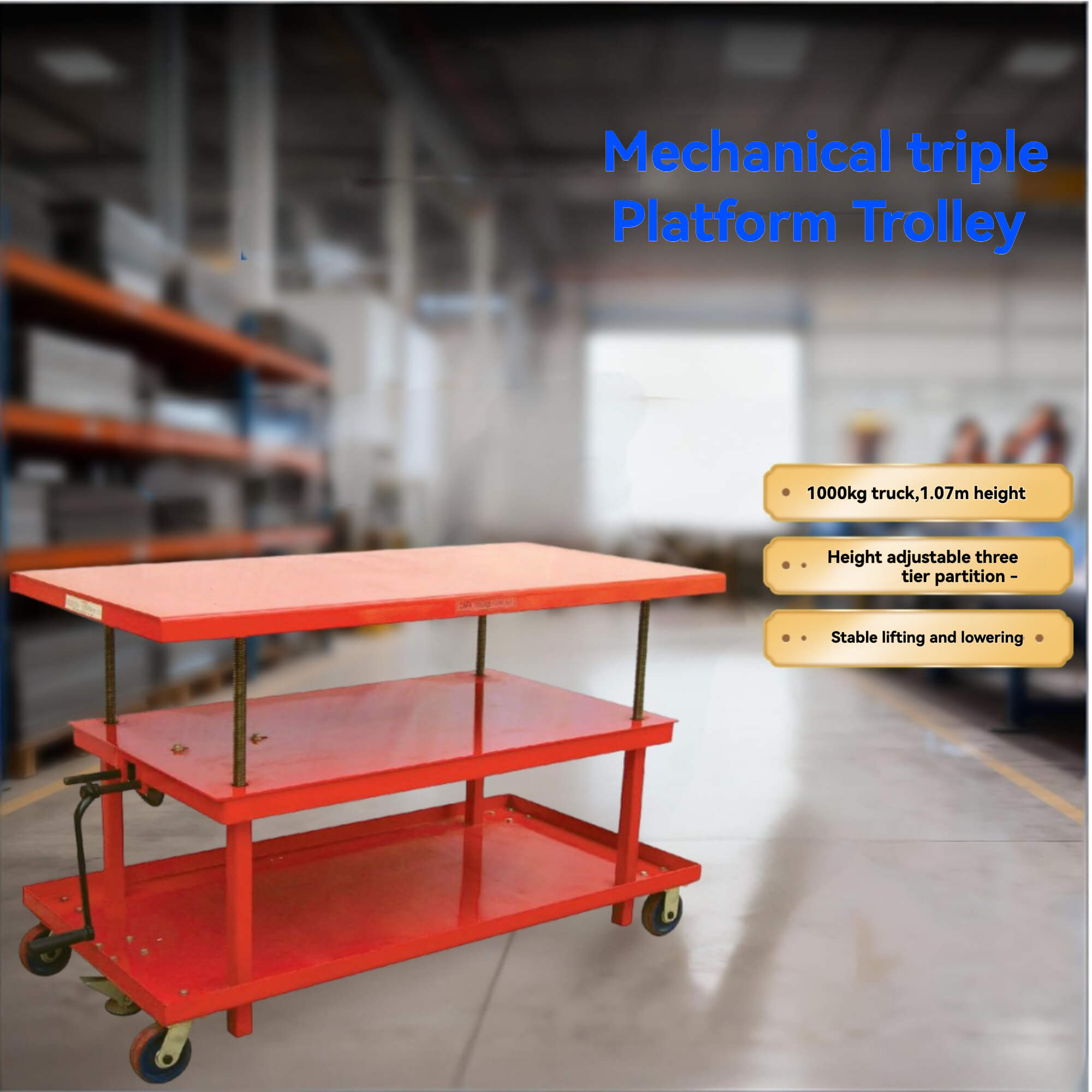 MT Series 1000kg Double Deck Lift Table Cart | 1 Ton Hydraulic Lifting Tool Trolley | 610–1070mm Industrial Work Platform | Factory Price