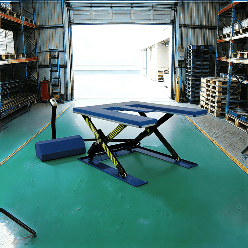KINGRISE ETE Series E-Shaped Electric Hydraulic Lift Table | 1000kg-1500kg Capacity | Low Profile Stationary Scissor Lift | Pit-Free Pallet Handling Platform | CE Certified