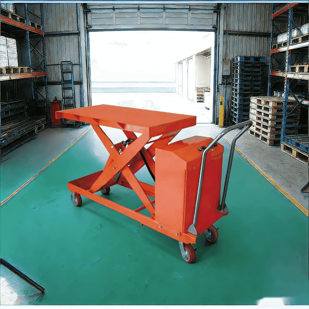 KINGRISE ETF 100D Heavy Duty Electric Hydraulic Lift Table | 1000kg (2200lb) Capacity | 1.0m Lift Height | Mobile Industrial Scissor Lift Cart for Workshop & Warehouse
