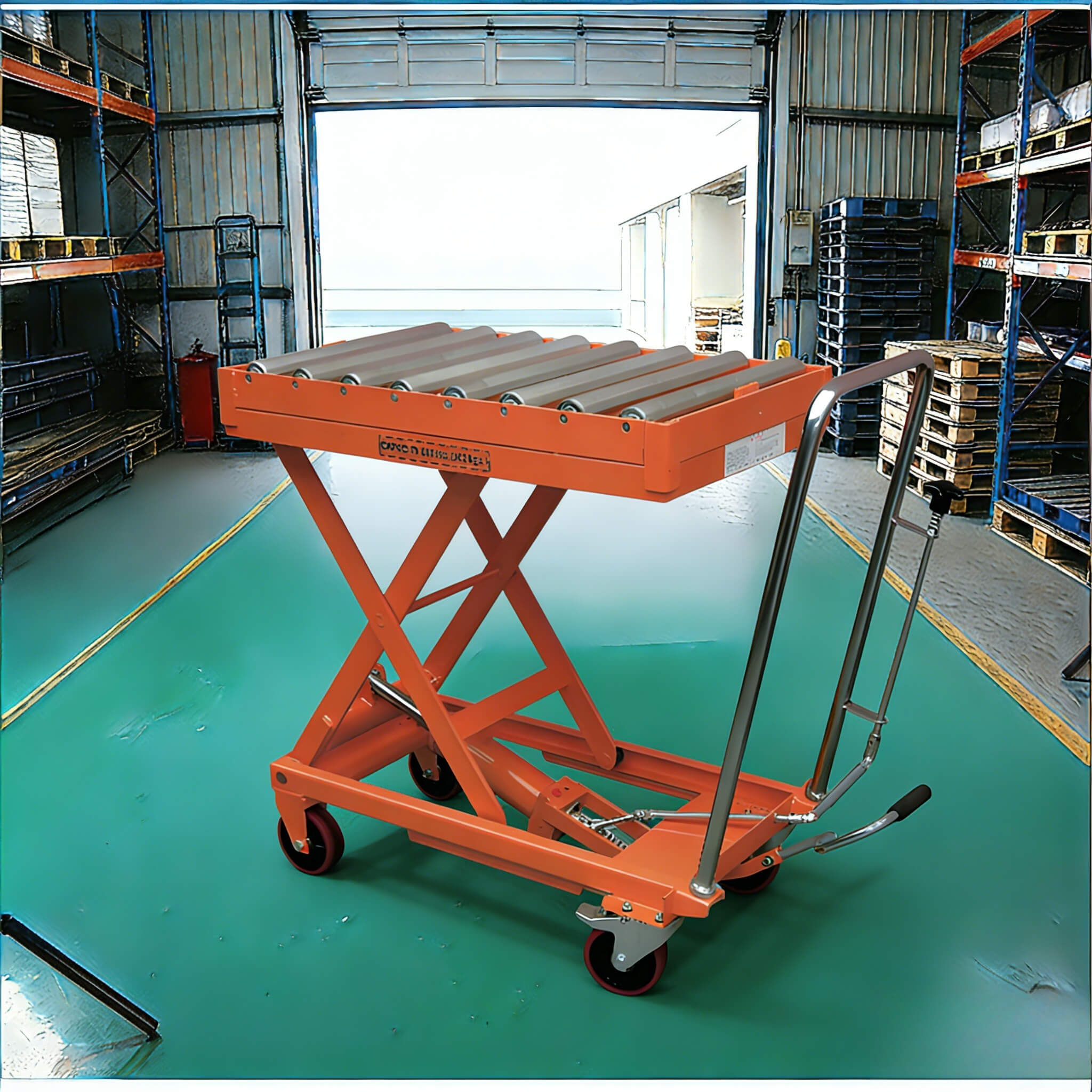 KINGRISE TF 30R/50R Roller Top Manual Hydraulic Lift Table | 660lb/1100lb Capacity | Conveyor Docking Scissor Lift Cart | Heavy-Duty Mold Handling Platform