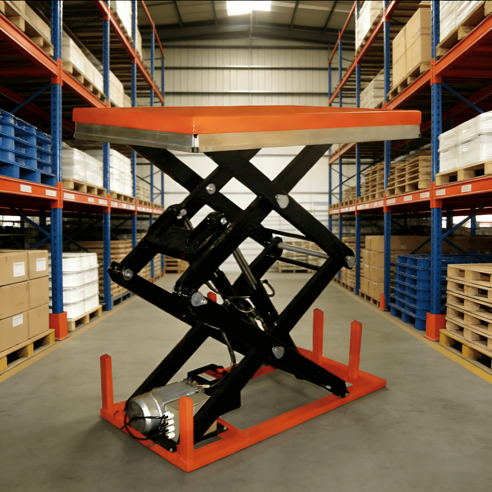 KINGRISE 1-Ton Stationary Electric Hydraulic Lift Table | 1.78m-2.4m High Vertical Travel | Double Scissor Freight Elevator Platform | ETW Series