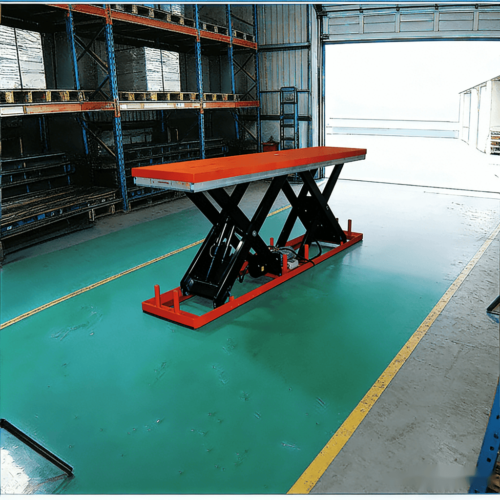 KINGRISE ETT系列5吨重型电动双剪叉式升降台 | 3.6米超长平台 | 5000公斤承重 | 工业垂直货物升降机，适用于长型物料