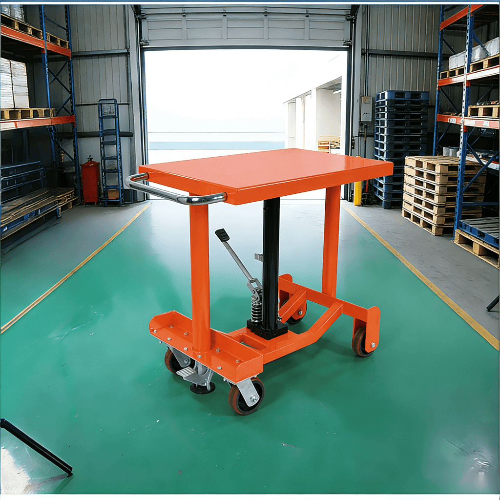 KINGRISE PT Series Heavy Duty Hydraulic Post Lift Table | 1000lb (455kg) Capacity | Foot Pump Manual Post Lifter | Mobile Adjustable Height Workstation
