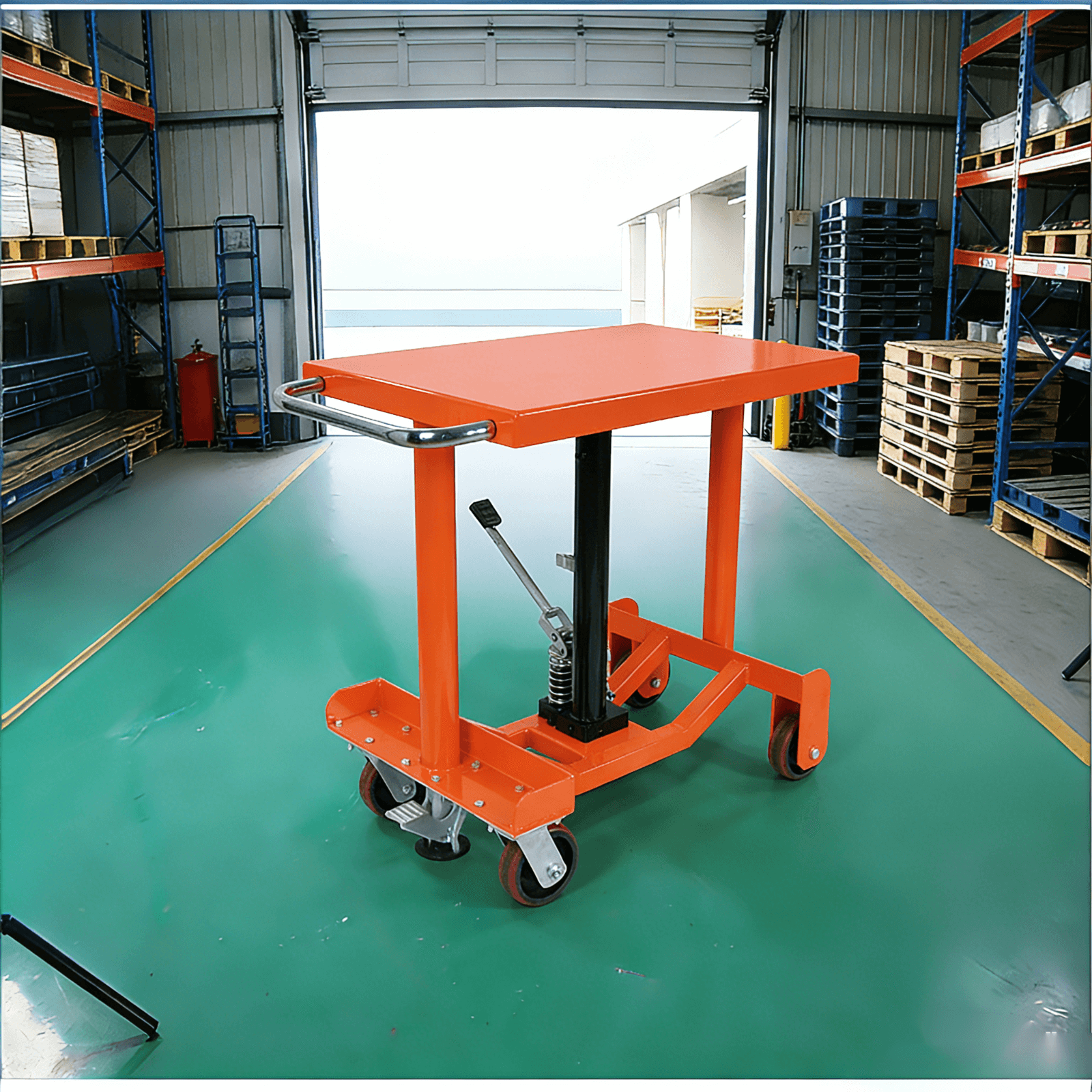KINGRISE PT Series Heavy Duty Hydraulic Post Lift Table | 1000lb (455kg) Capacity | Foot Pump Manual Post Lifter | Mobile Adjustable Height Workstation