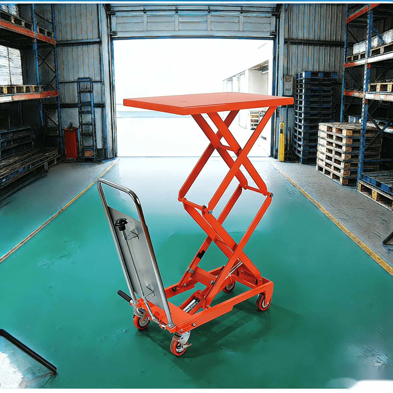 KINGRISE TF 10 High Lift Manual Hydraulic Table | 220lb (100kg) Capacity | 49.6" (1.26m) Vertical Scissor Lift Platform | Portable High-Reach Material Handler