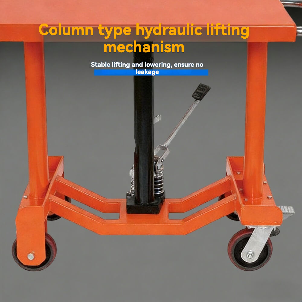 KINGRISE PT Series Heavy Duty Hydraulic Post Lift Table | 1000lb (455kg) Capacity | Foot Pump Manual Post Lifter | Mobile Adjustable Height Workstation