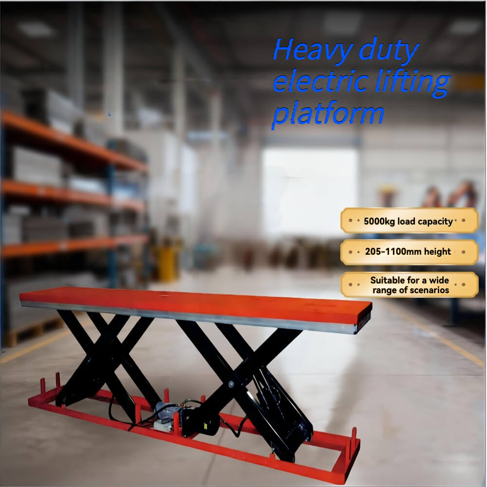 KINGRISE ETT系列5吨重型电动双剪叉式升降台 | 3.6米超长平台 | 5000公斤承重 | 工业垂直货物升降机，适用于长型物料