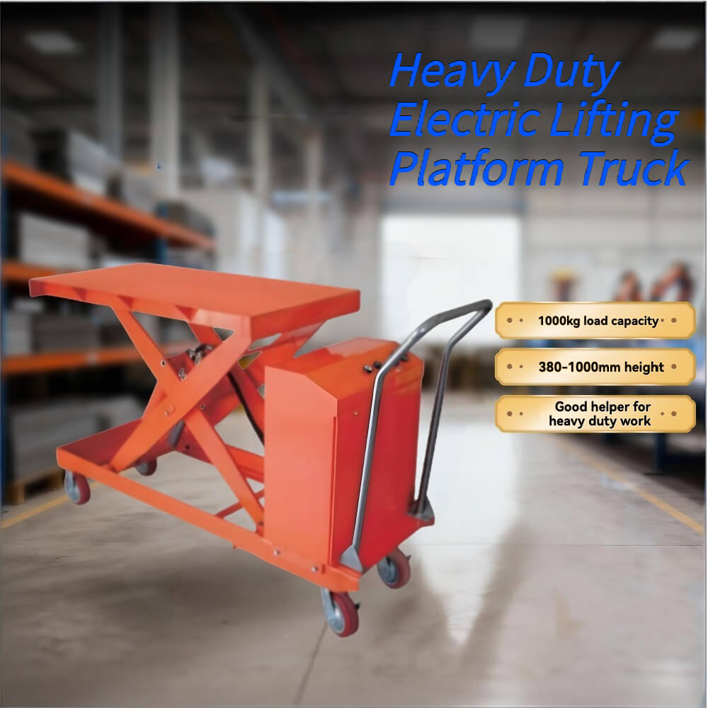 KINGRISE ETF 100D Heavy Duty Electric Hydraulic Lift Table | 1000kg (2200lb) Capacity | 1.0m Lift Height | Mobile Industrial Scissor Lift Cart for Workshop & Warehouse