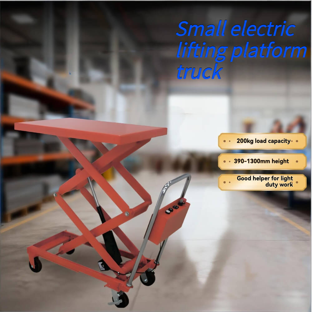 KINGRISE 200kg (440lb) Double Scissor Electric Lift Table | 1.3m (51") High Lift | Mobile Warehouse Scissor Lift Cart | Industrial Battery-Powered Workstation
