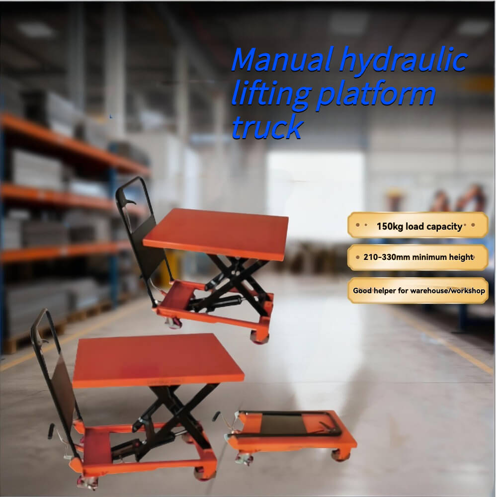 KINGRISE TF 15/15A Manual Hydraulic Lift Table | 330lb (150kg) Capacity | 28.7" (730mm) Max Lift Height | Portable Foldable Scissor Lift Cart