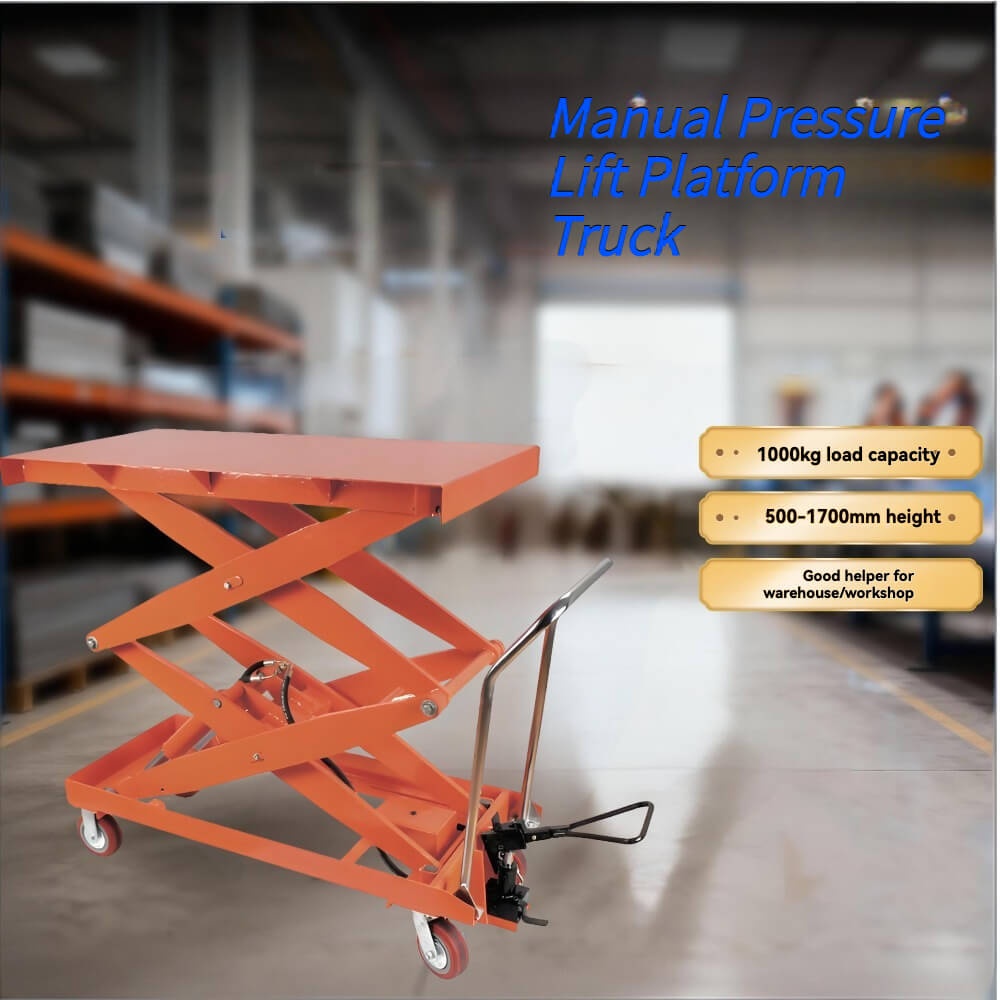 KINGRISE TF 100SD Heavy Duty High Lift Table | 2200lb (1000kg) Capacity | 67" (1.7m) Vertical Scissor Lift | Large 48"x24" Platform Industrial Mobile Lifter
