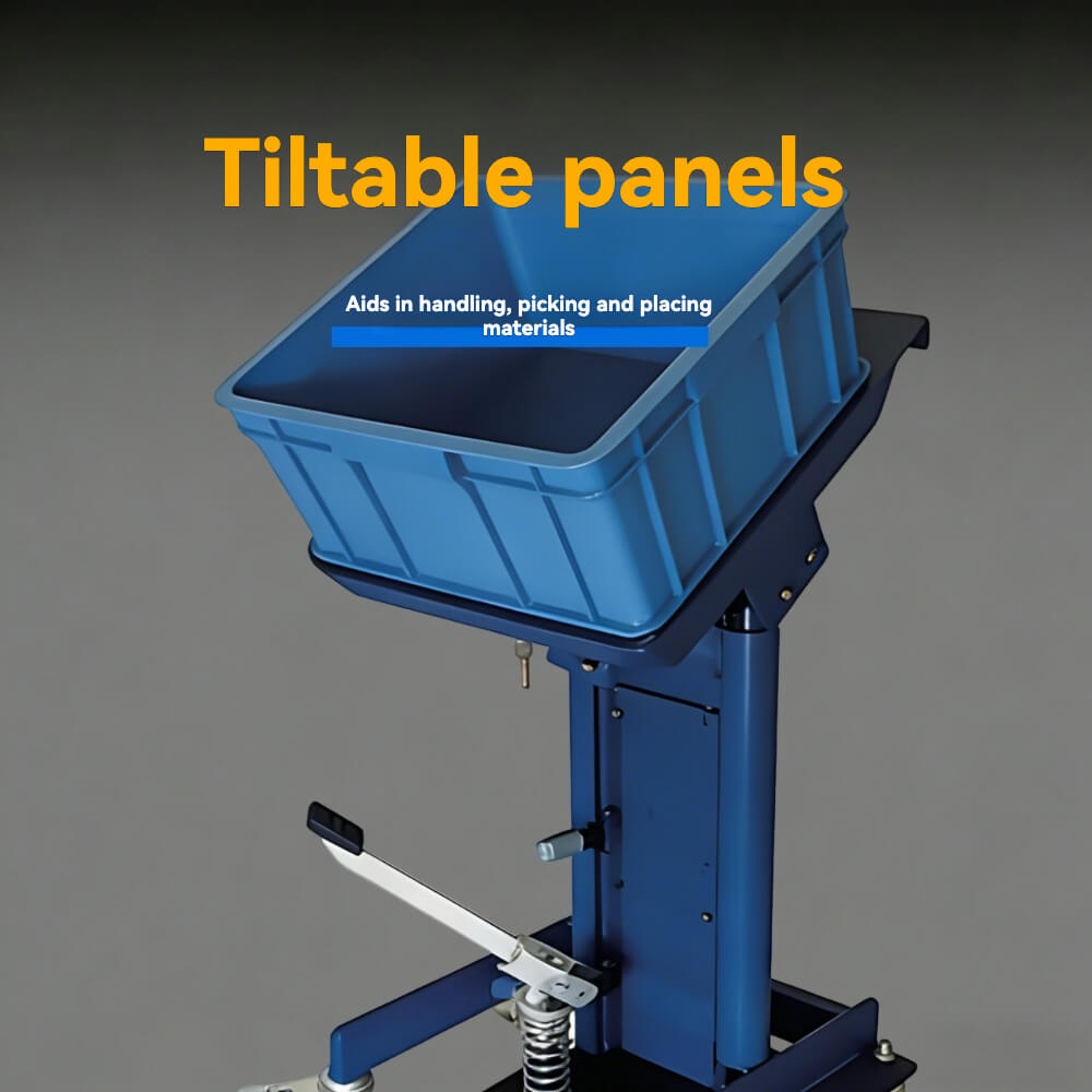 KINGRISE 150kg Tilting Platform Manual Hydraulic Lift Table | 330lb Capacity Ergonomic Workstation | Mobile Adjustable Angle Tote Handler | Parts Picking Assistant