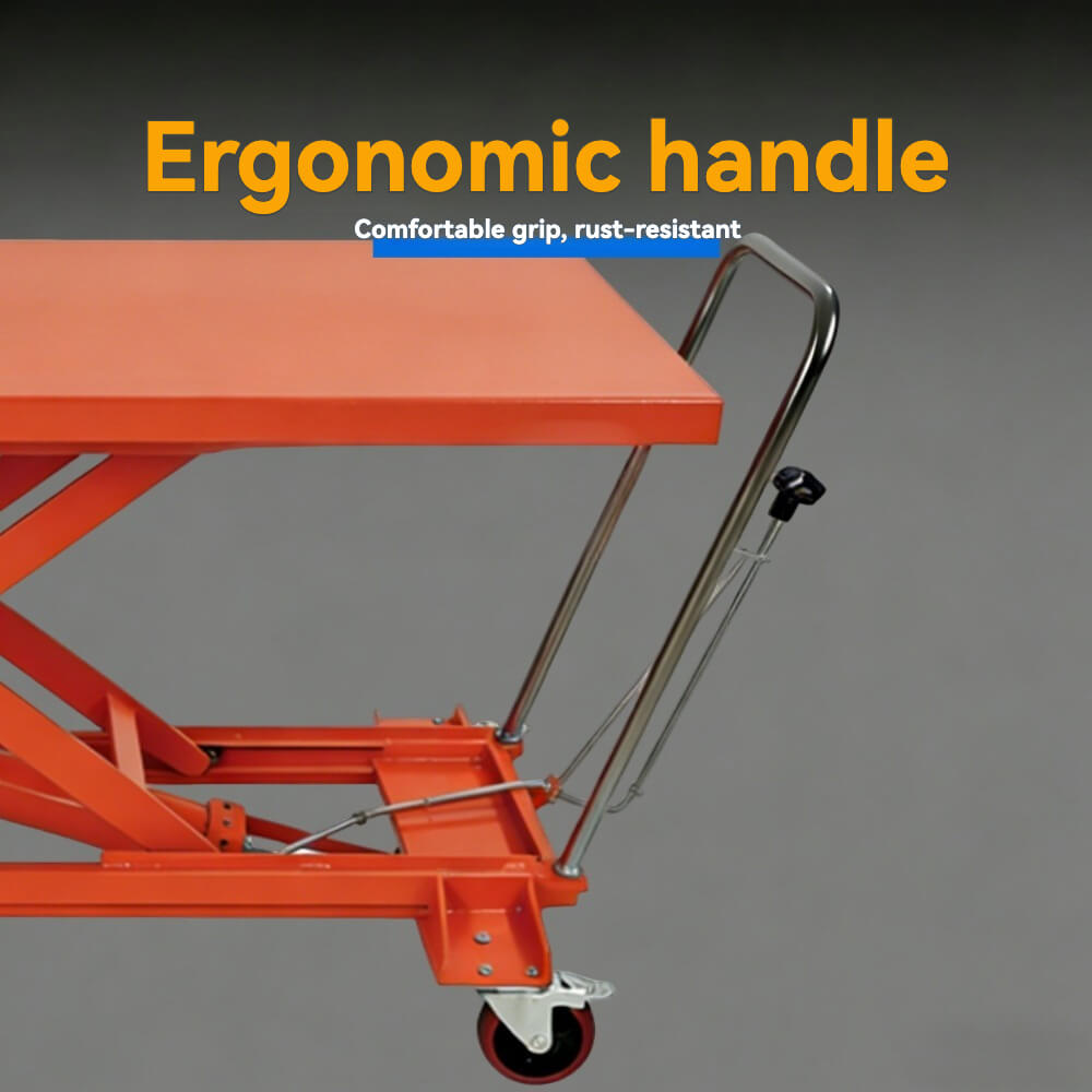 KINGRISE TF 50B Large Platform Manual Hydraulic Lift Table | 1100lb (500kg) Capacity | 63" Extra-Long Scissor Lift Cart | Industrial Heavy-Duty Material Handler