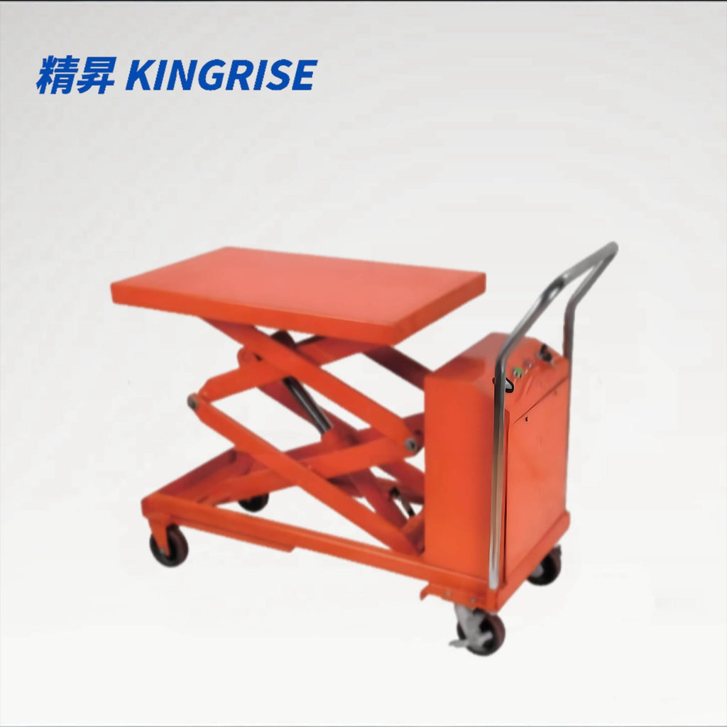 KINGRISE 350kg (770lb) Double Scissor Electric Hydraulic Lift Table | 1.3m (51") Max Height | Mobile Industrial Scissor Lift Cart | Heavy-Duty Warehouse & Workshop Workstation