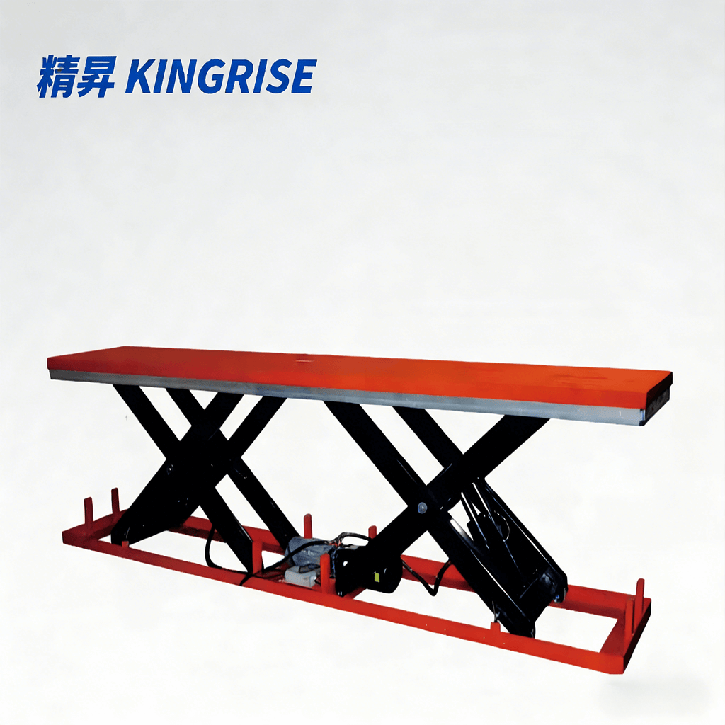 KINGRISE ETT系列5吨重型电动双剪叉式升降台 | 3.6米超长平台 | 5000公斤承重 | 工业垂直货物升降机，适用于长型物料