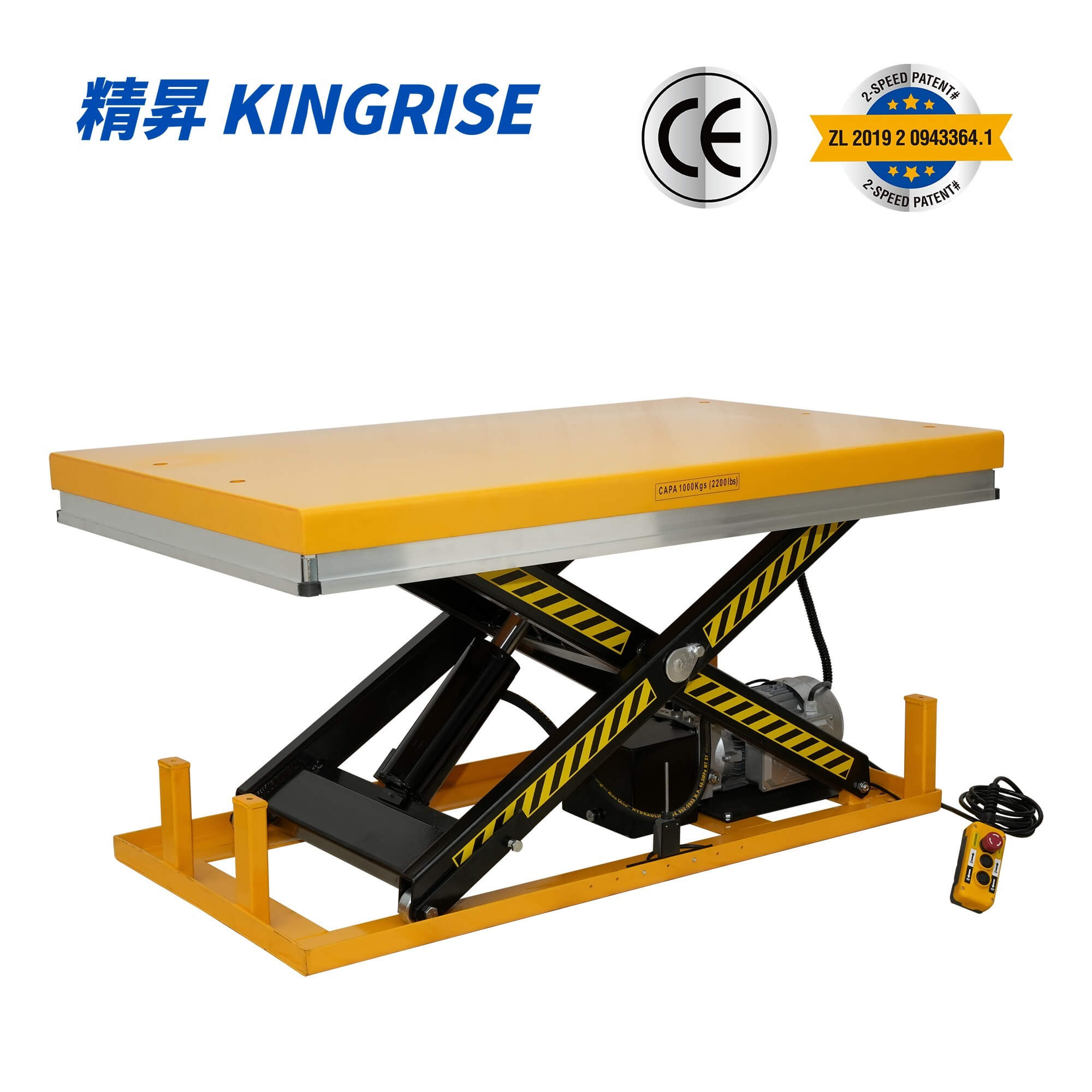 TÜV CE认证高端1000KG电动液压剪叉式升降平台，防夹头，适用于仓库使用