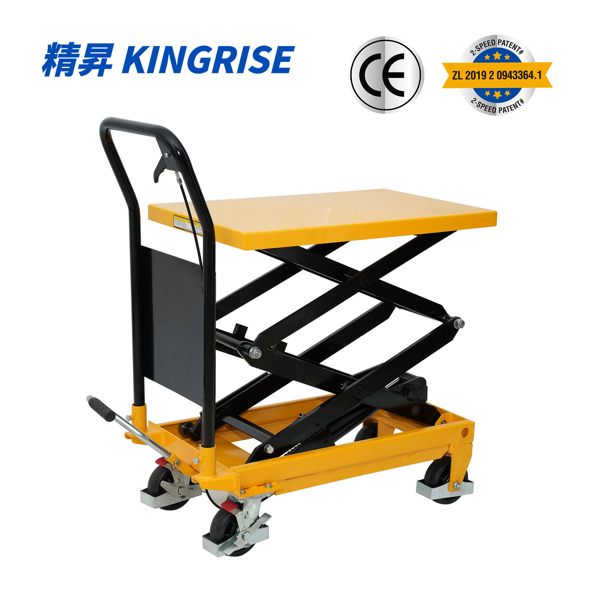TÜV CE Certified Dual-Speed Hydraulic Scissor Lift Table - Warehouse Manual Hydraulic Lift Cart (500/1000 Lbs Load Options)