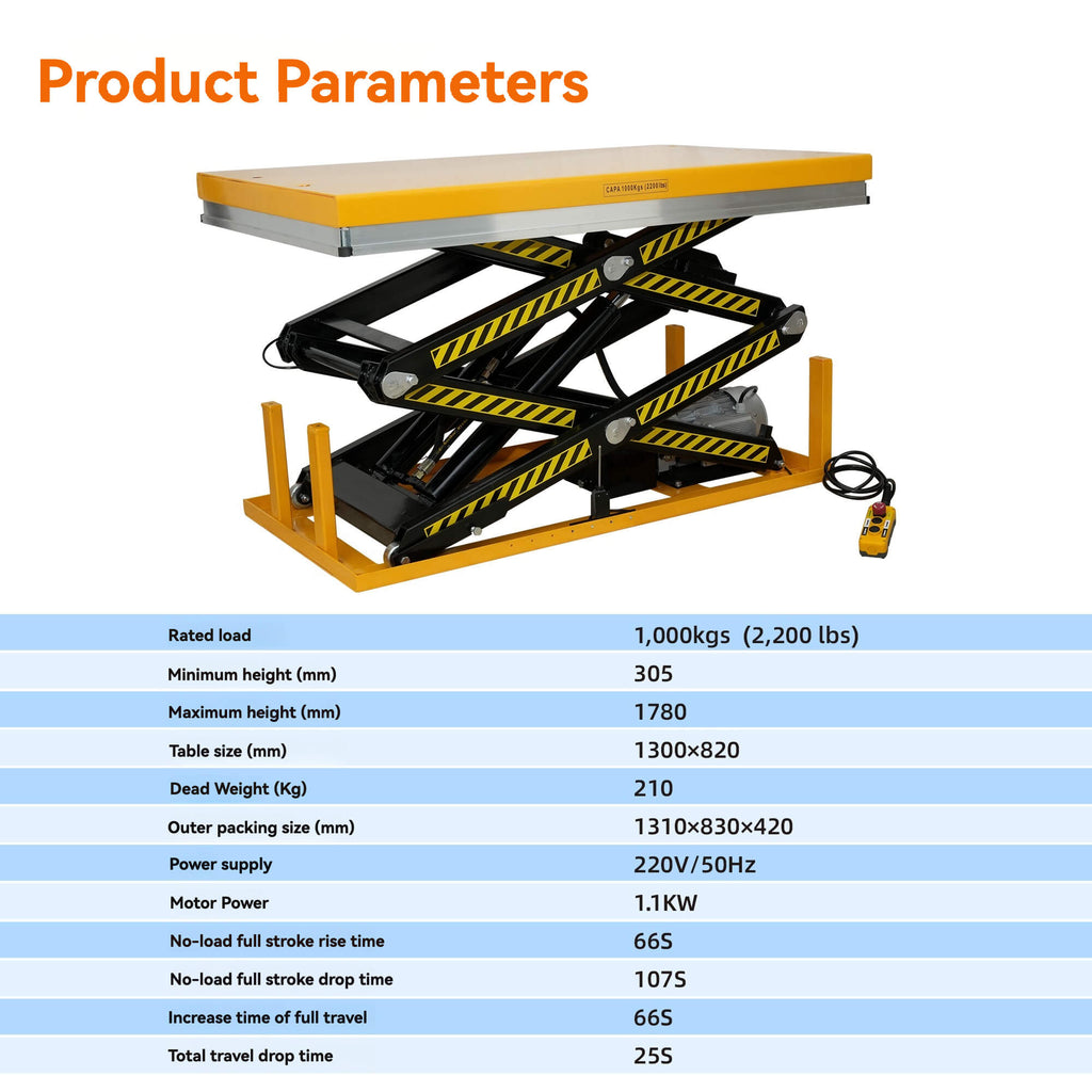 TÜV CEcertified hydraulic fixed loading platform, 1-ton double shear lifting platform, high-strength steel CE ISO certified lifting platform
