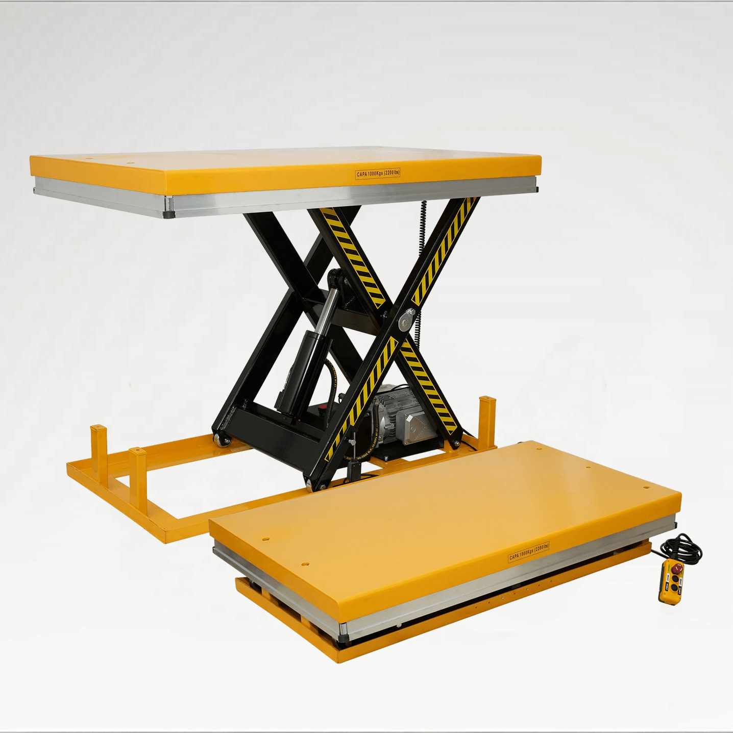 TÜV CEcertified high-end 1000KG electric hydraulic scissor lift platform, anti-pinch head, suitable for warehouse use
