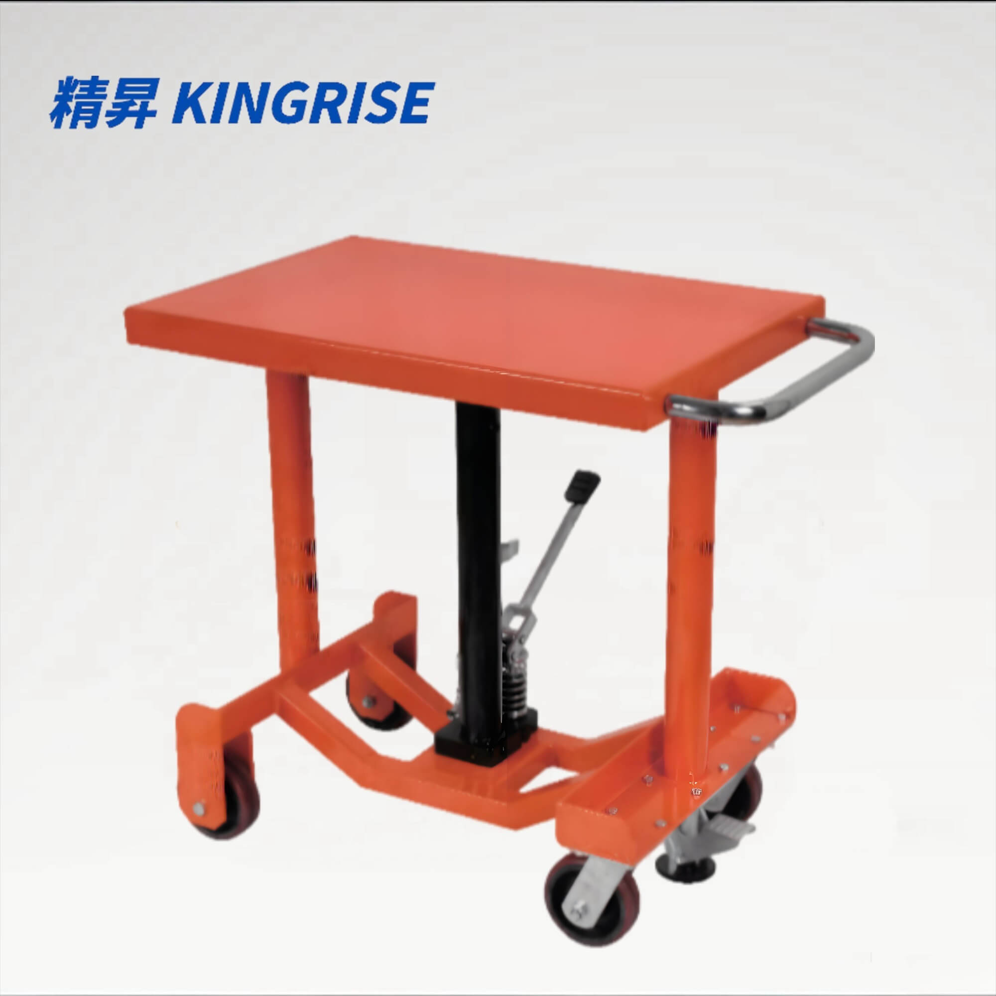 KINGRISE PT Series Heavy Duty Hydraulic Post Lift Table | 1000lb (455kg) Capacity | Foot Pump Manual Post Lifter | Mobile Adjustable Height Workstation