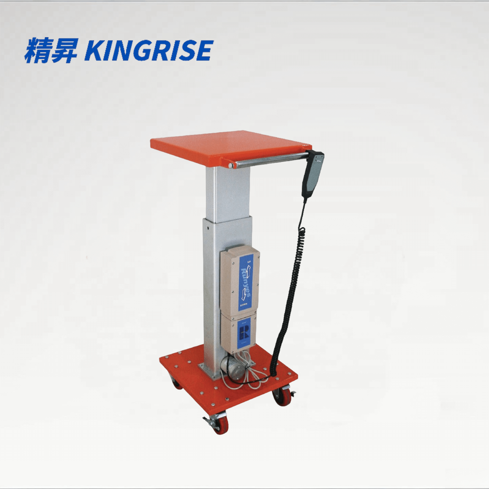 PT-02-1616E 电动升降台车 | 承重 220 磅（100 公斤） | 16 英寸 x 16 英寸平台 | 遥控移动式电动工作站
