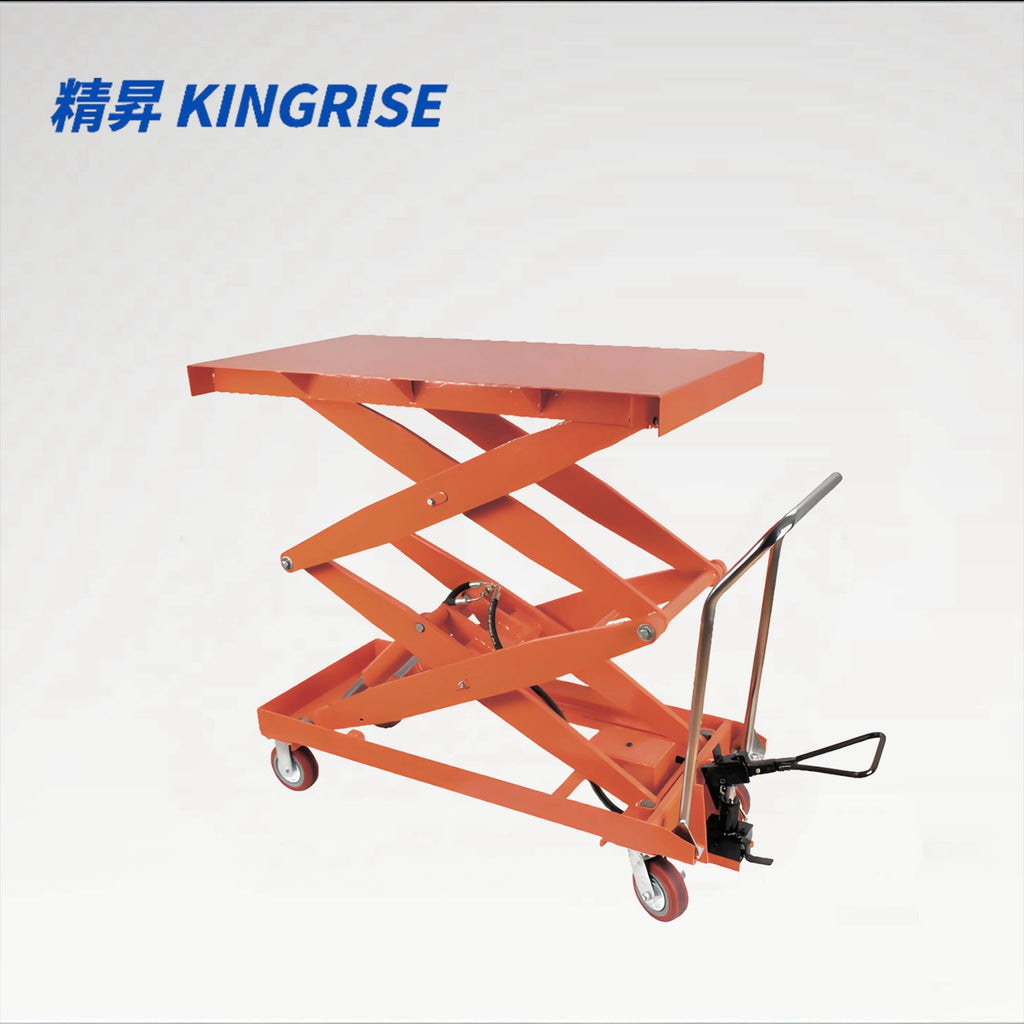 KINGRISE TF 100SD Heavy Duty High Lift Table | 2200lb (1000kg) Capacity | 67" (1.7m) Vertical Scissor Lift | Large 48"x24" Platform Industrial Mobile Lifter