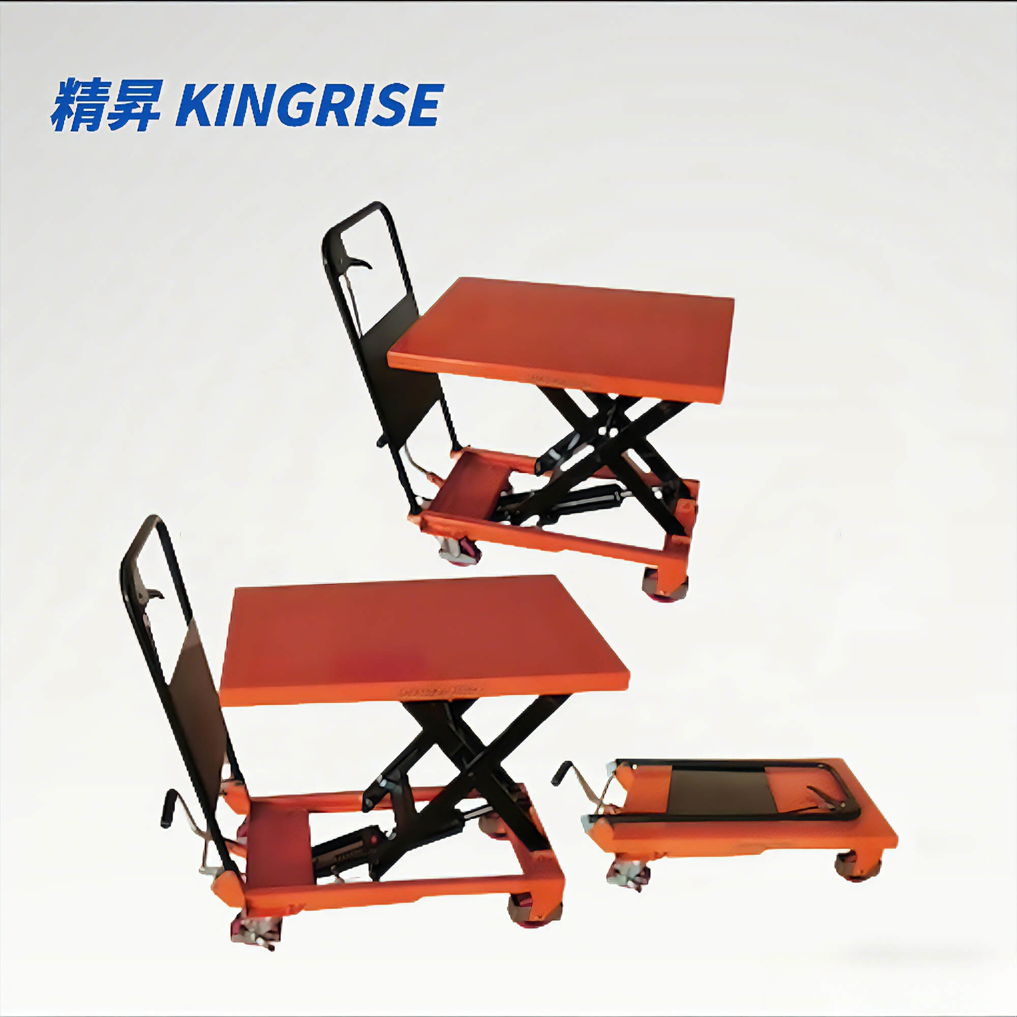 KINGRISE TF 15/15A Manual Hydraulic Lift Table | 330lb (150kg) Capacity | 28.7" (730mm) Max Lift Height | Portable Foldable Scissor Lift Cart
