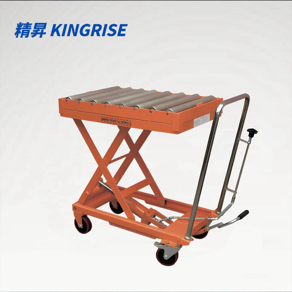 KINGRISE TF 30R/50R Roller Top Manual Hydraulic Lift Table | 660lb/1100lb Capacity | Conveyor Docking Scissor Lift Cart | Heavy-Duty Mold Handling Platform