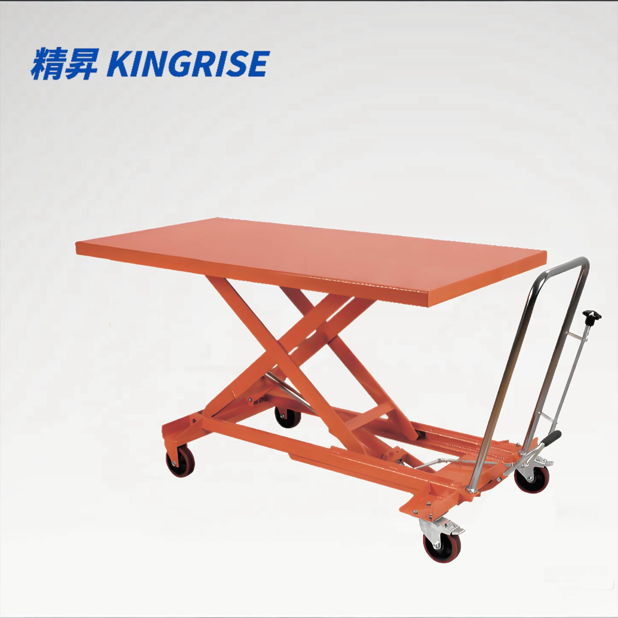 KINGRISE TF 50B Large Platform Manual Hydraulic Lift Table | 1100lb (500kg) Capacity | 63" Extra-Long Scissor Lift Cart | Industrial Heavy-Duty Material Handler