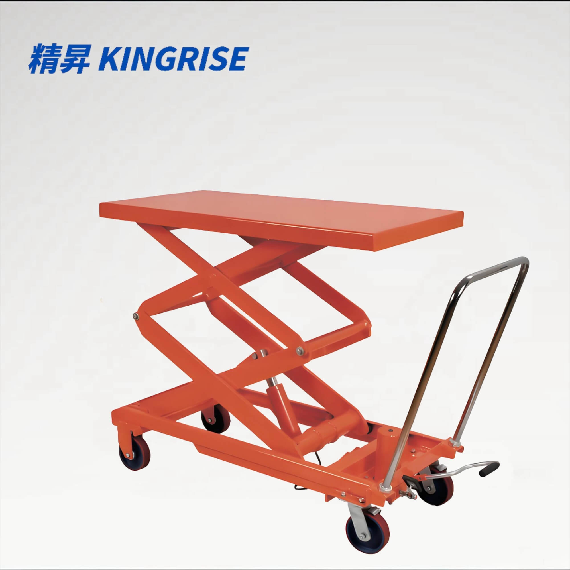 KINGRISE TF 75S Extra High Lift Hydraulic Table | 1650lb (750kg) Capacity | 59" (1.5m) Vertical Scissor Lift Platform | Large 48"x24" Industrial Cart