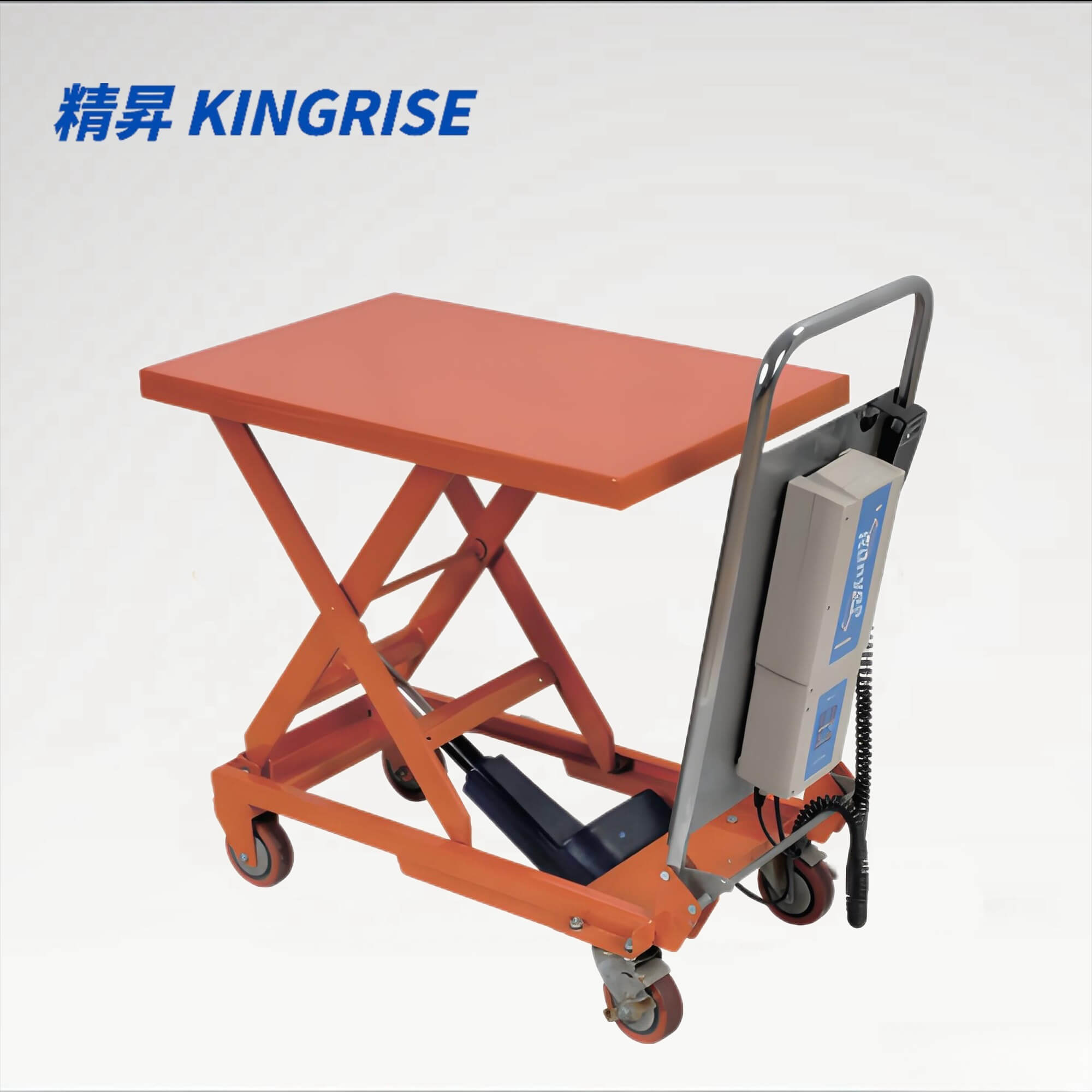 KINGRISE TFE 10 轻型电动剪叉式升降台 | 承重 2200 磅（100 公斤）| 提升高度 29 英寸（0.74 米）| 适用于实验室和车间的移动式电动工作台