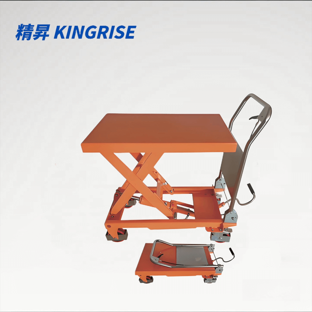 KINGRISE TF系列手动液压升降台 | 承重660磅/1100磅 | 可折叠剪叉式升降台车 | 适用于仓库和车间的工业移动平台车