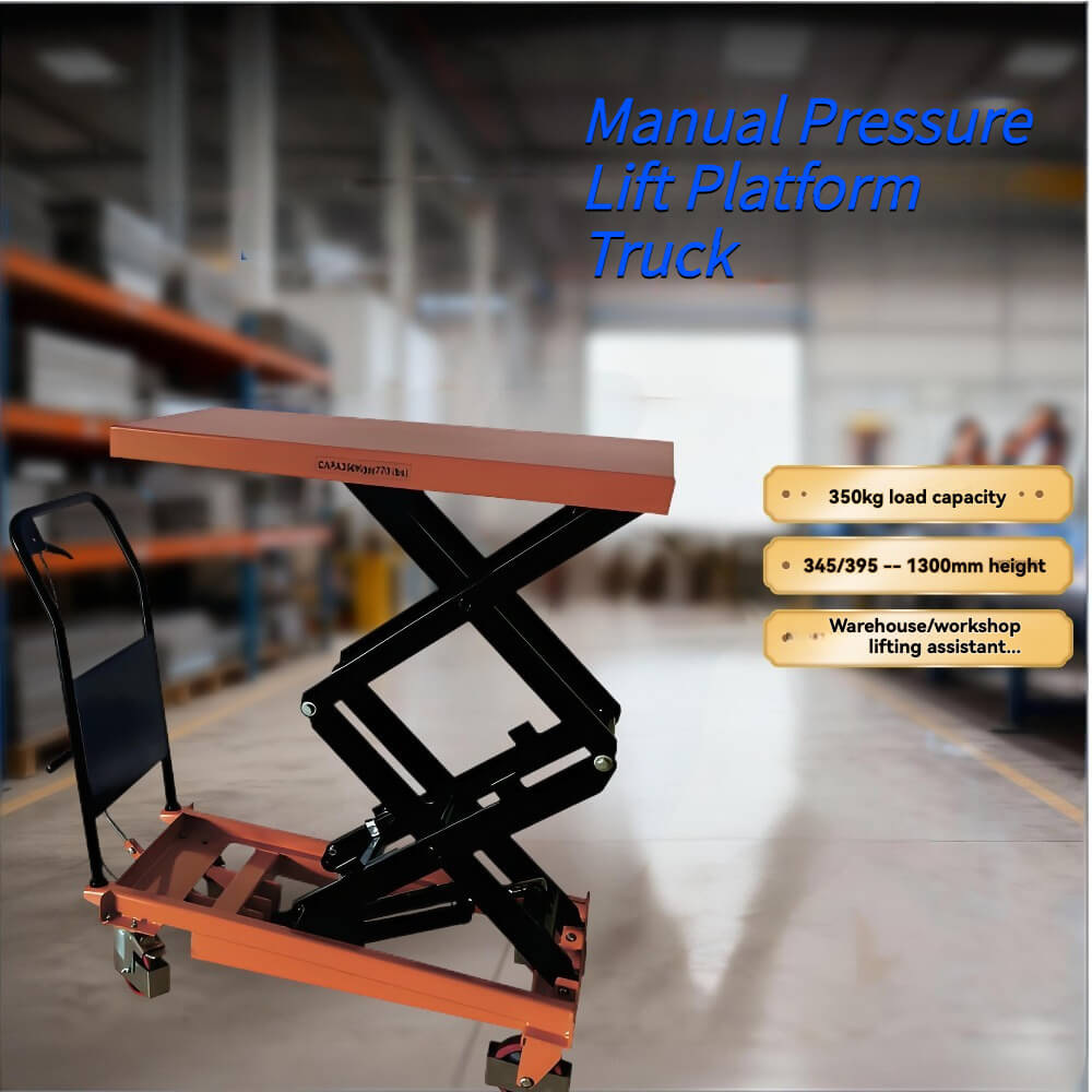 KINGRISE TF 35 High Lift Manual Hydraulic Table | 770lb (350kg) Capacity | 51" (1.3m) Vertical Scissor Lift Platform | Mobile High-Reach Material Handler