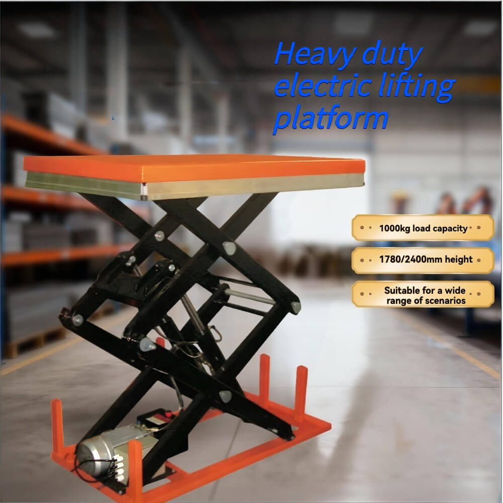KINGRISE 1-Ton Stationary Electric Hydraulic Lift Table | 1.78m-2.4m High Vertical Travel | Double Scissor Freight Elevator Platform | ETW Series