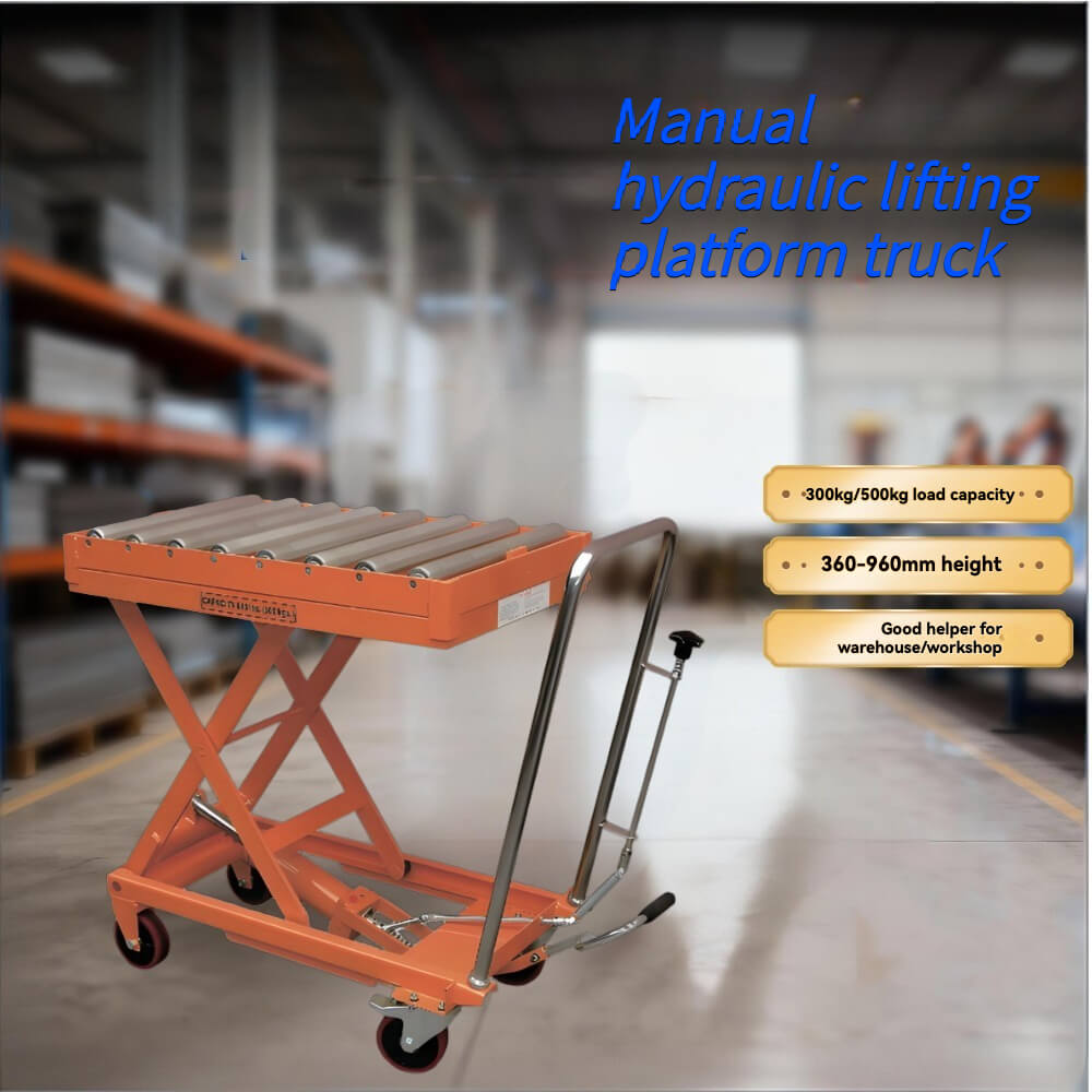 KINGRISE TF 30R/50R Roller Top Manual Hydraulic Lift Table | 660lb/1100lb Capacity | Conveyor Docking Scissor Lift Cart | Heavy-Duty Mold Handling Platform