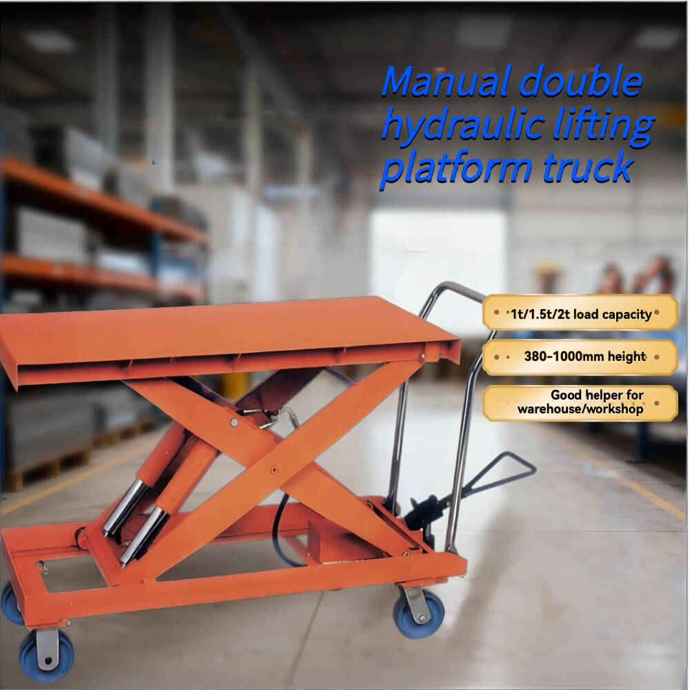 KINGRISE TF-D Heavy Duty Manual Hydraulic Lift Table | 1 Ton/1.5 Ton/2 Ton (4400lb) Capacity | 47" x 24" Large Platform Scissor Lift Cart | Industrial High-Capacity Material Handler