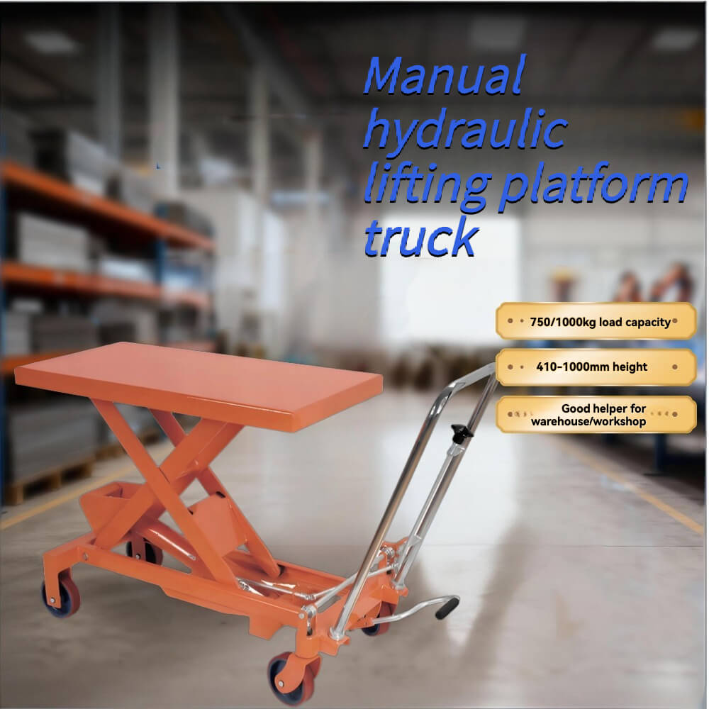 KINGRISE TF 75/100 Heavy Duty Manual Hydraulic Lift Table | 1650lb/2200lb (1 Ton) Capacity | 39.4" (1000mm) Max Lift Height | Industrial Scissor Lift Cart