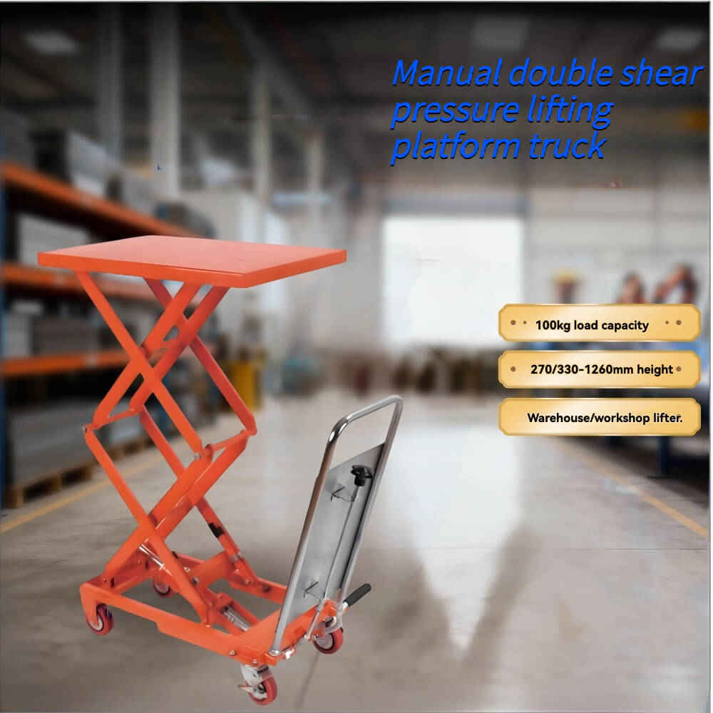 KINGRISE TF 10 High Lift Manual Hydraulic Table | 220lb (100kg) Capacity | 49.6" (1.26m) Vertical Scissor Lift Platform | Portable High-Reach Material Handler