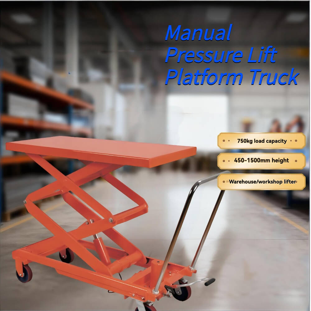 KINGRISE TF 75S Extra High Lift Hydraulic Table | 1650lb (750kg) Capacity | 59" (1.5m) Vertical Scissor Lift Platform | Large 48"x24" Industrial Cart