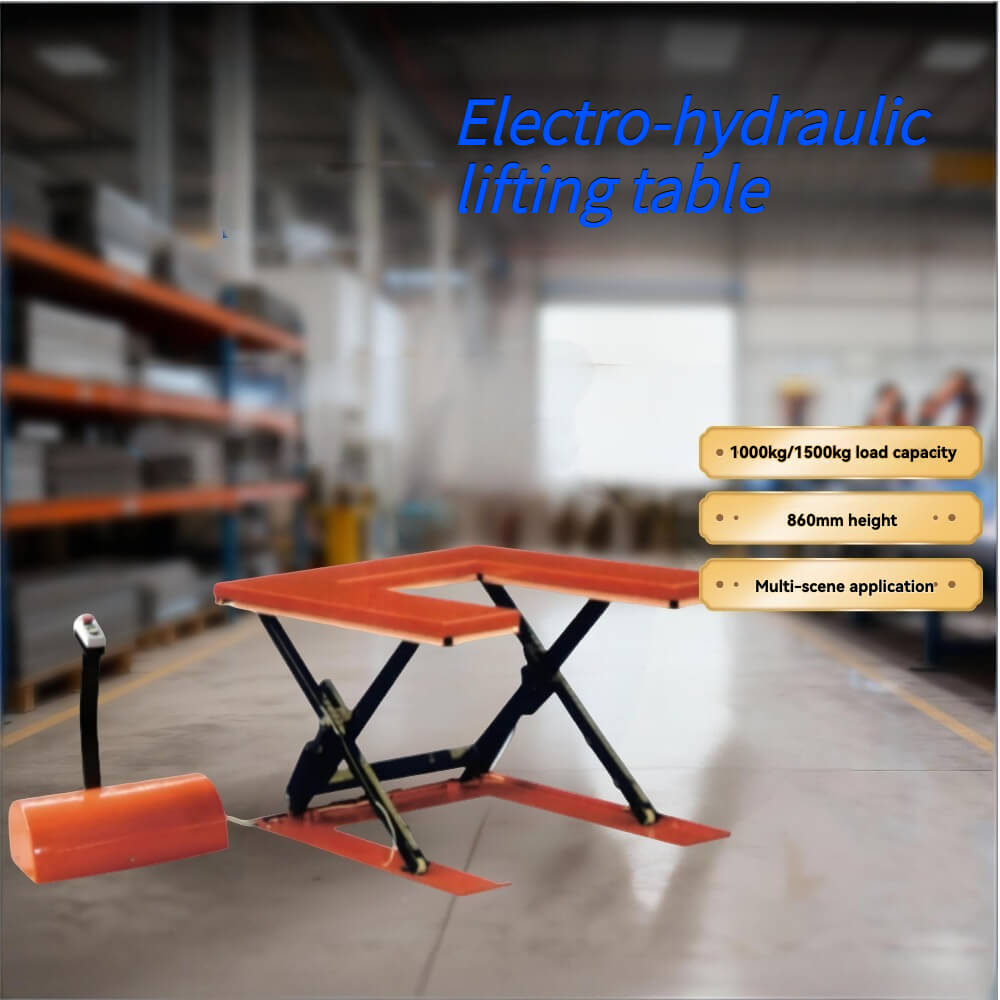 KINGRISE ETU Series U-Shaped Electric Lift Table | 1000kg-1500kg Capacity | Low Profile Stationary Scissor Lift | For Pallet Truck Access | CE Certified Industrial Platform