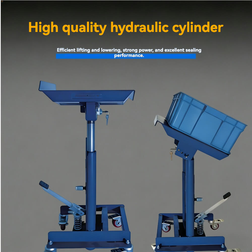 KINGRISE 150kg Tilting Platform Manual Hydraulic Lift Table | 330lb Capacity Ergonomic Workstation | Mobile Adjustable Angle Tote Handler | Parts Picking Assistant